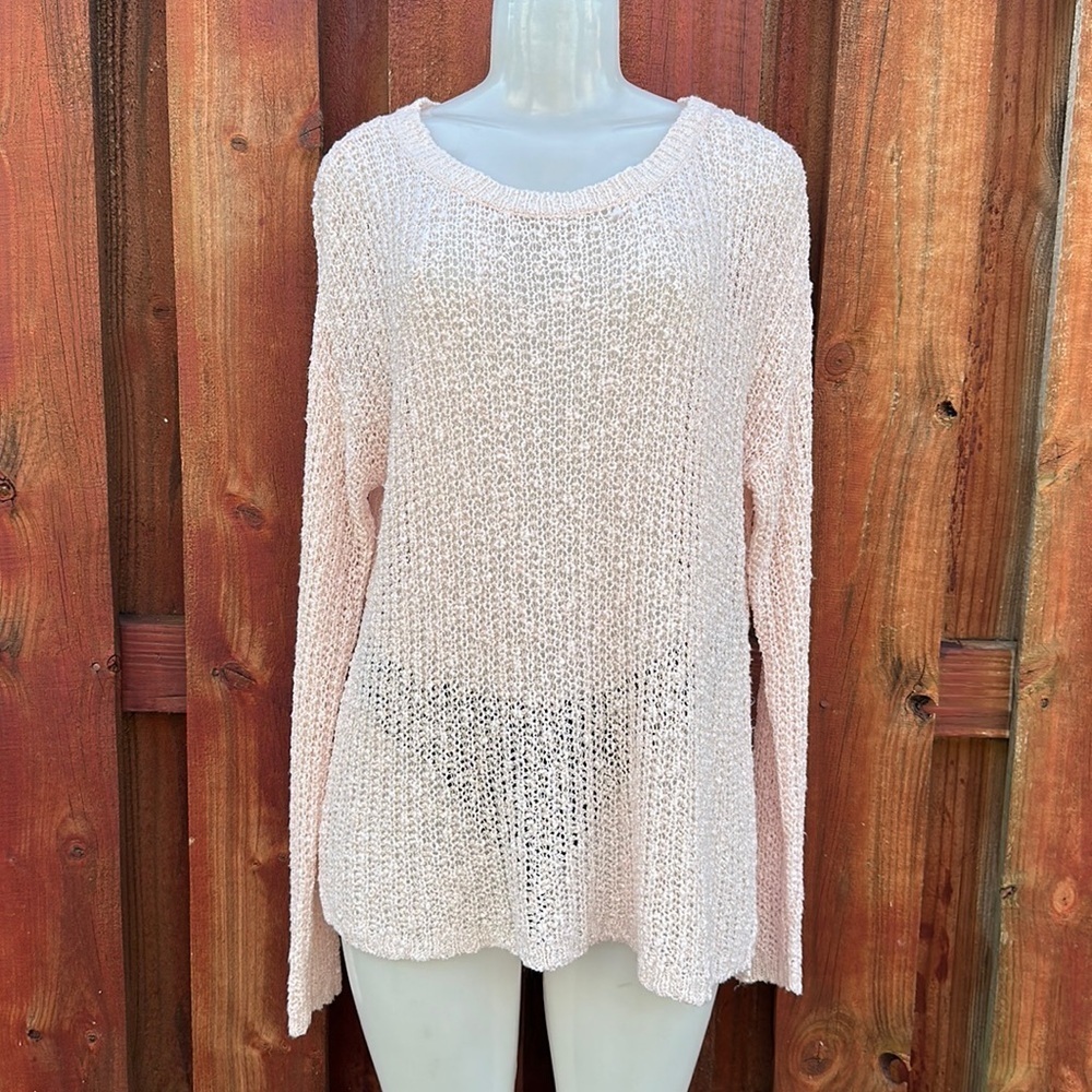 Garage Open Open-Knit Slouchy Sweater Light Pink Pastel M/L